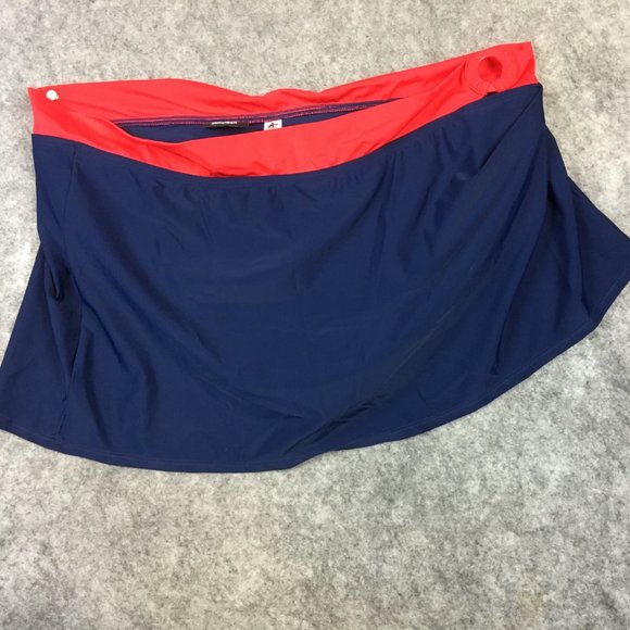 Athletech Swim Skirt 22 or 24 Red Blue Colorblock O Ring Hardware Lined Bottoms - Picture 12 of 14